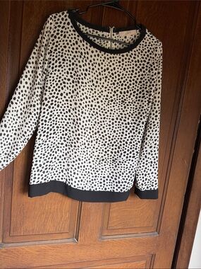 LOFT Black and White Dalmatian Print Long Sleeve Top